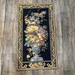 Corona Decor Co. Pedestal Urn w’ Multicolored Flowers Wall Tapestry Aprox 45x26